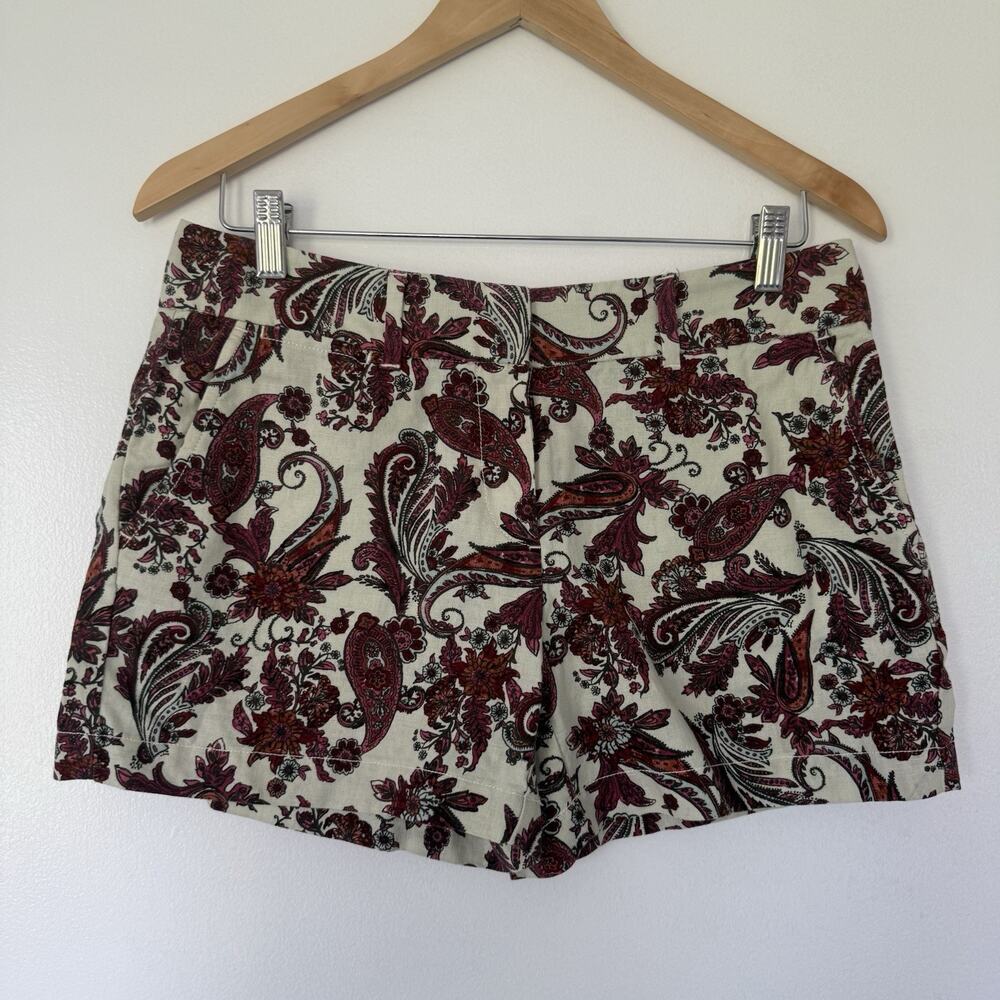 Ann Taylor LOFT Linen Blend Paisley Shorts Resort Size 2 Floral Preppy Coastal